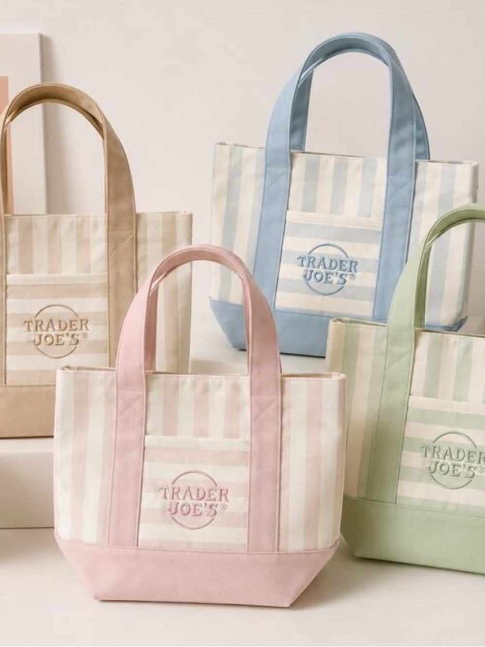 Trader Joe's Pink Striped Canvas Tote - Picture 2 of 2